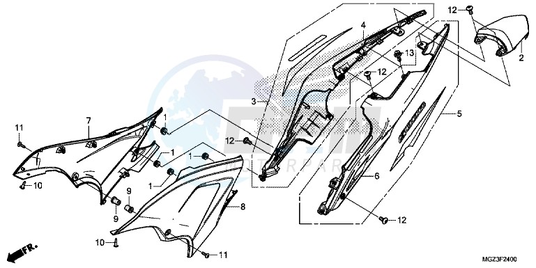 SIDE COVER/REAR COWL blueprint
