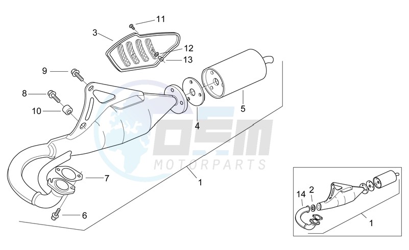 Aligned silencer exhaust pipe blueprint