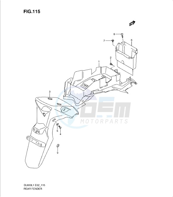 REAR FENDER (DL650UEL1 E19) blueprint