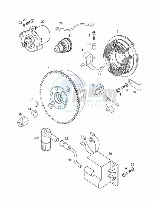 Magneto assembly-electric starter image