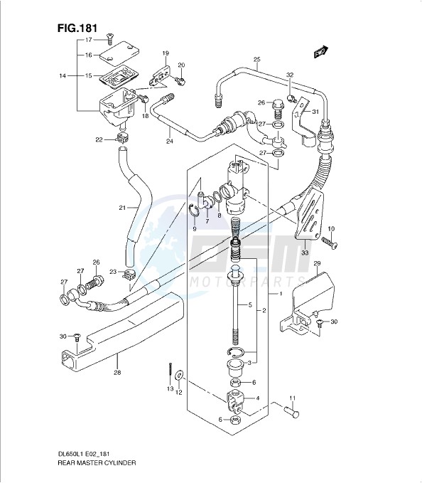 REAR MASTER CYLINDER (DL650AL1 E19) blueprint
