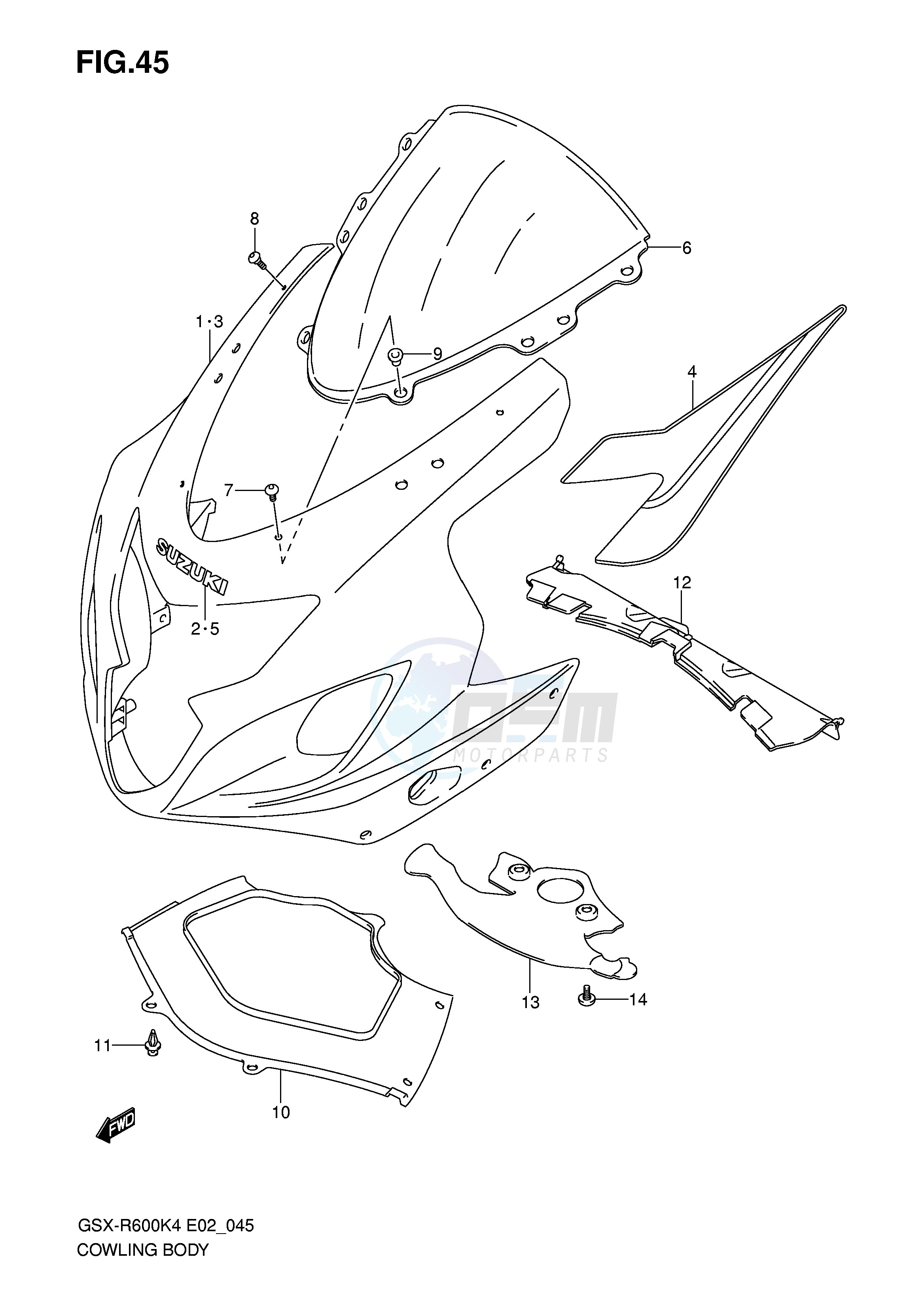 COWLING BODY (GSX-R600K4 K5) blueprint