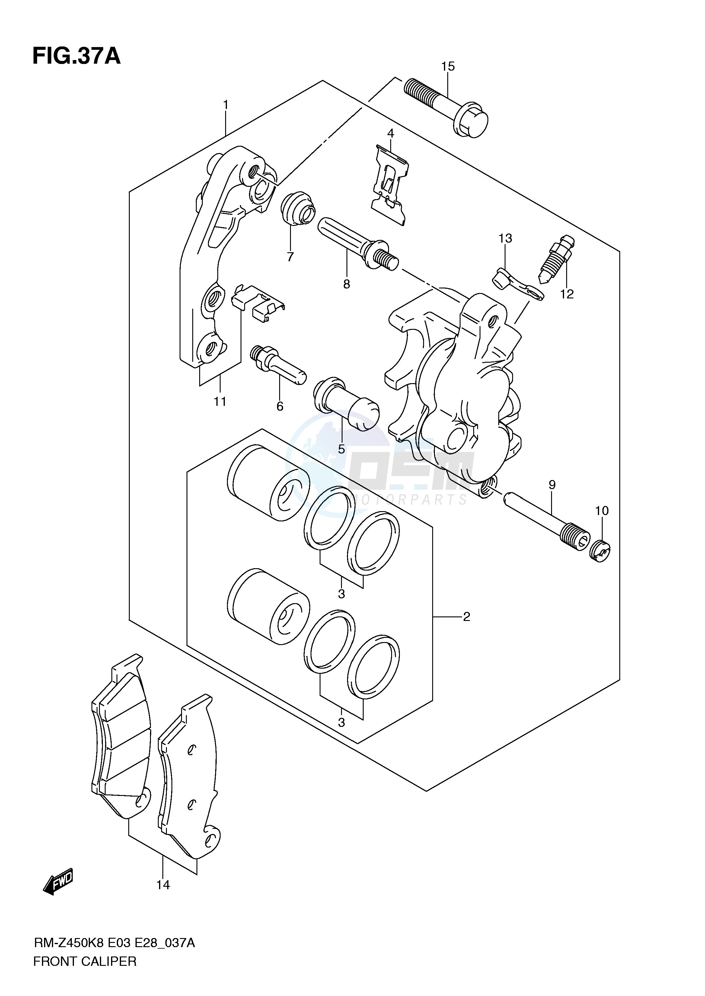 FRONT CALIPER (RM-Z450L1) blueprint