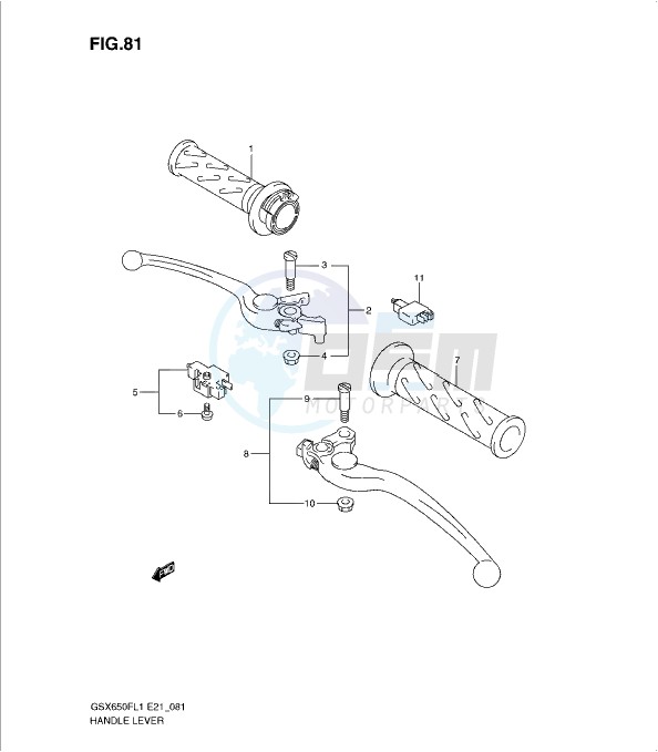 HANDLE LEVER (GSX650FAL1 E21) blueprint