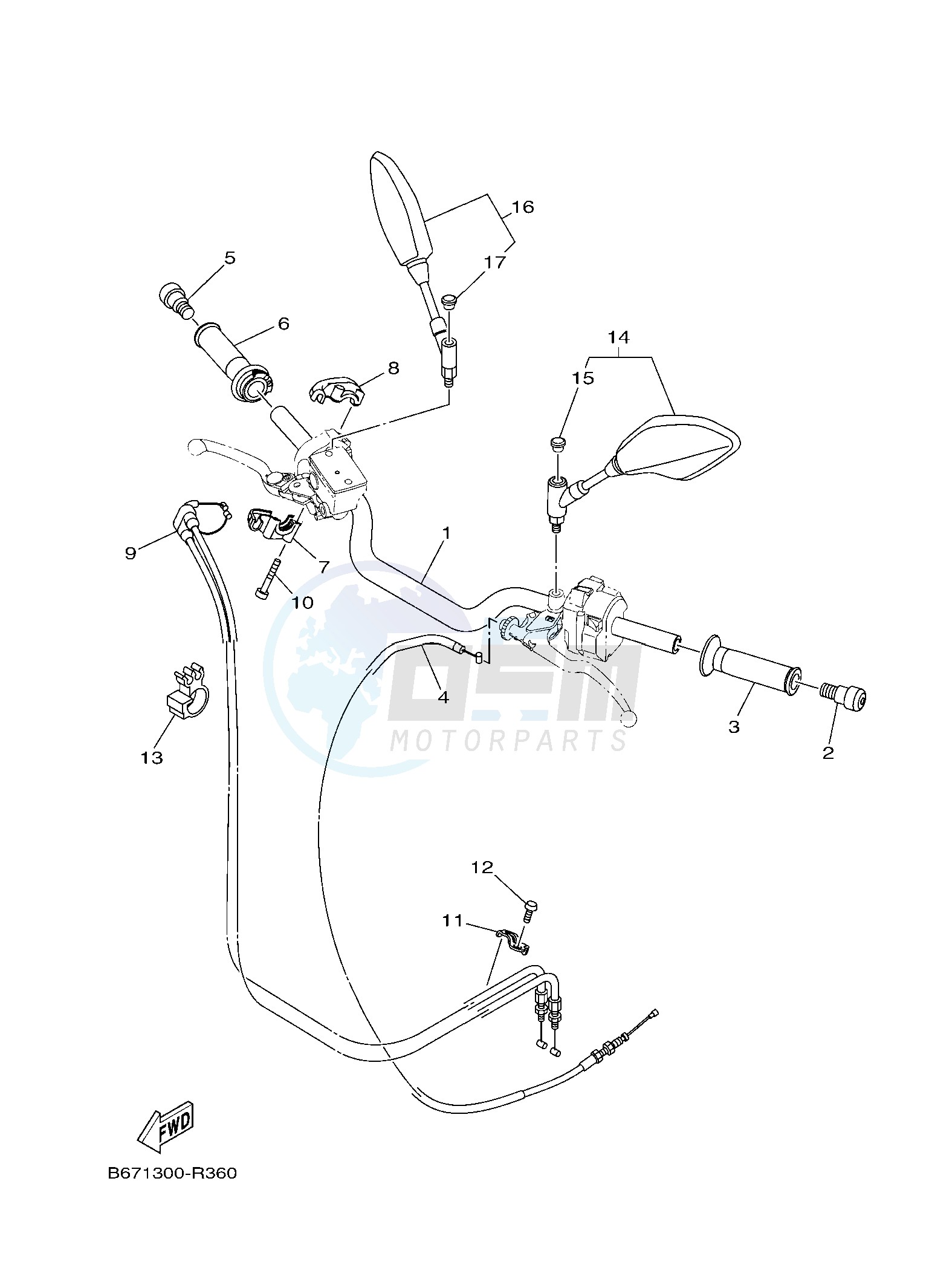 STEERING HANDLE & CABLE blueprint