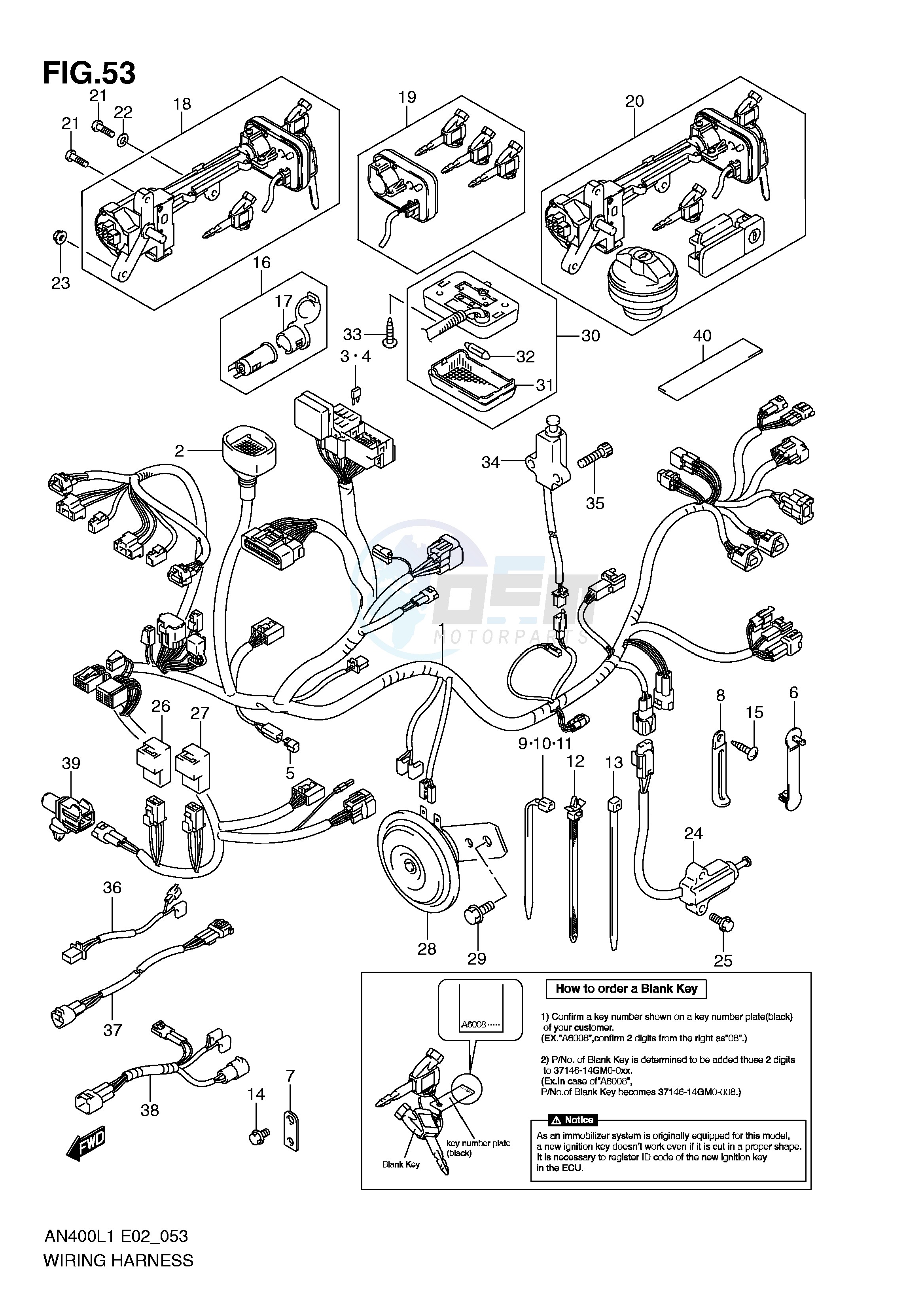 WIRING HARNESS (IMOBI) (AN400L1 E19) image