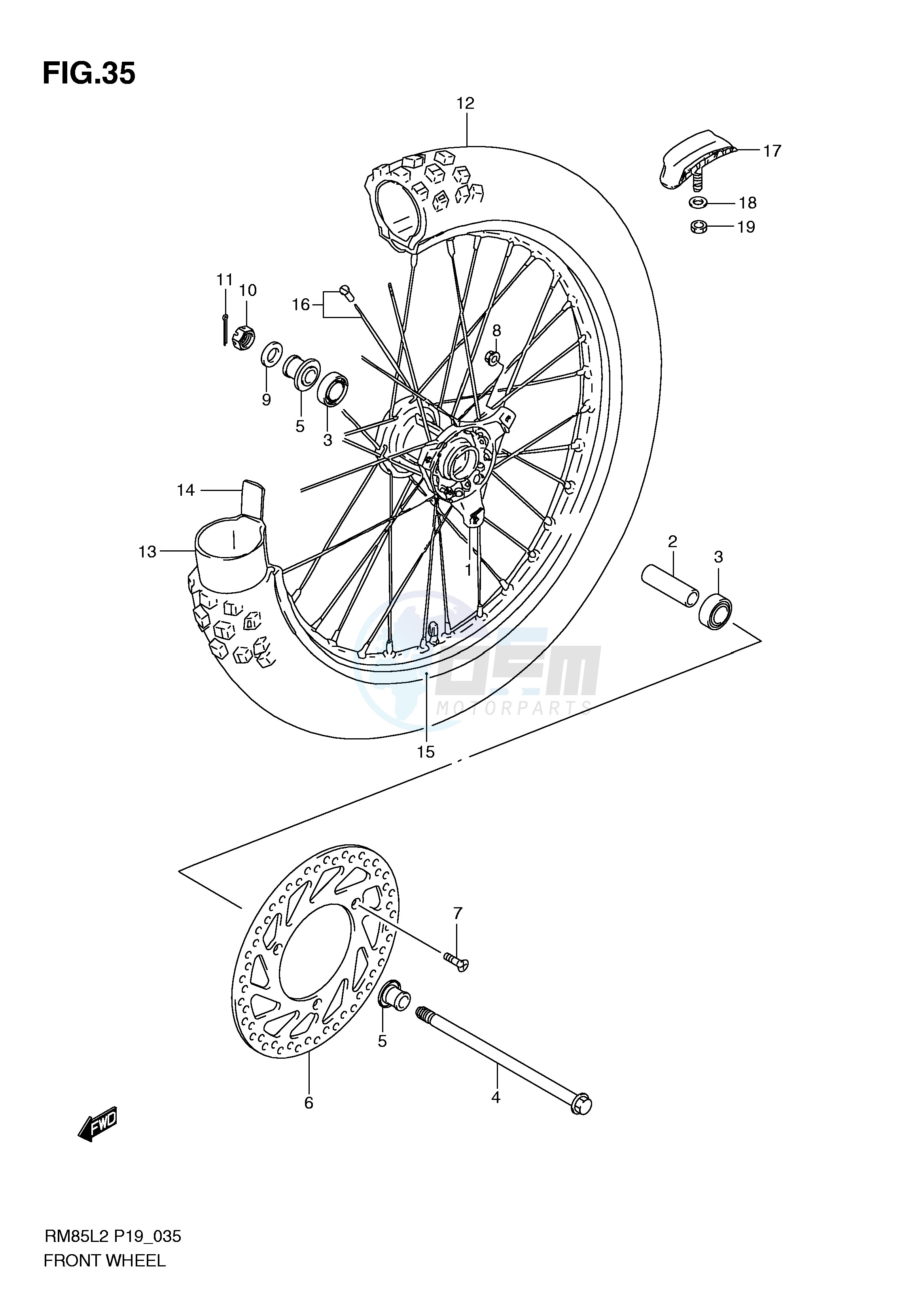 FRONT WHEEL (RM85LL2 P19) image