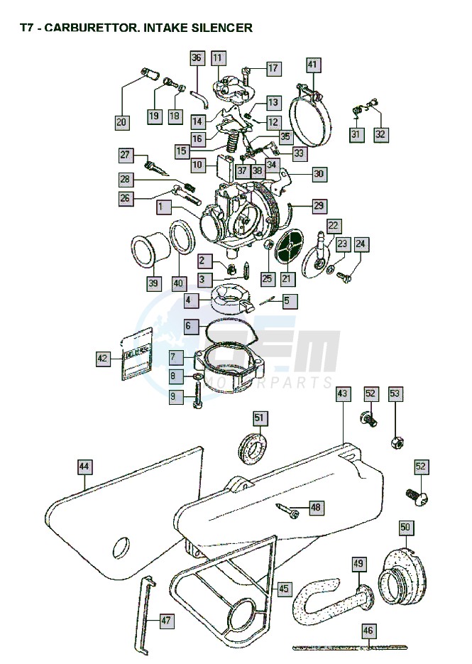 Carburettor-intake silencer blueprint