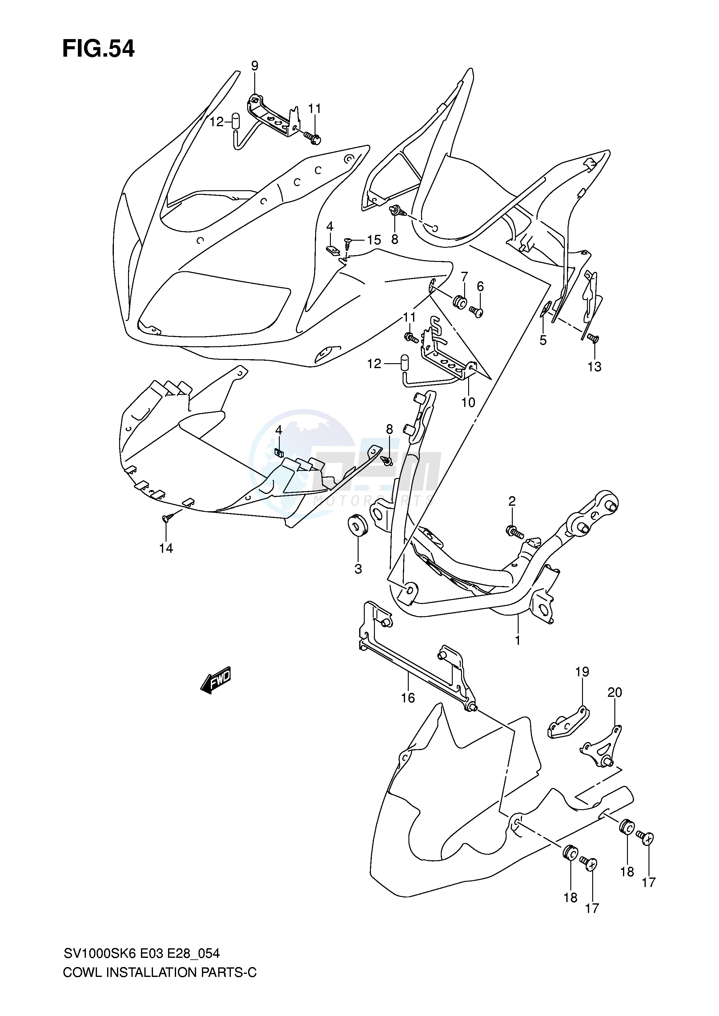 COWLING INSTALLATION PARTS (SV1000S) blueprint