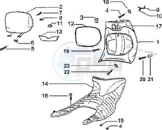 Front glove compartment - Rubber mat blueprint