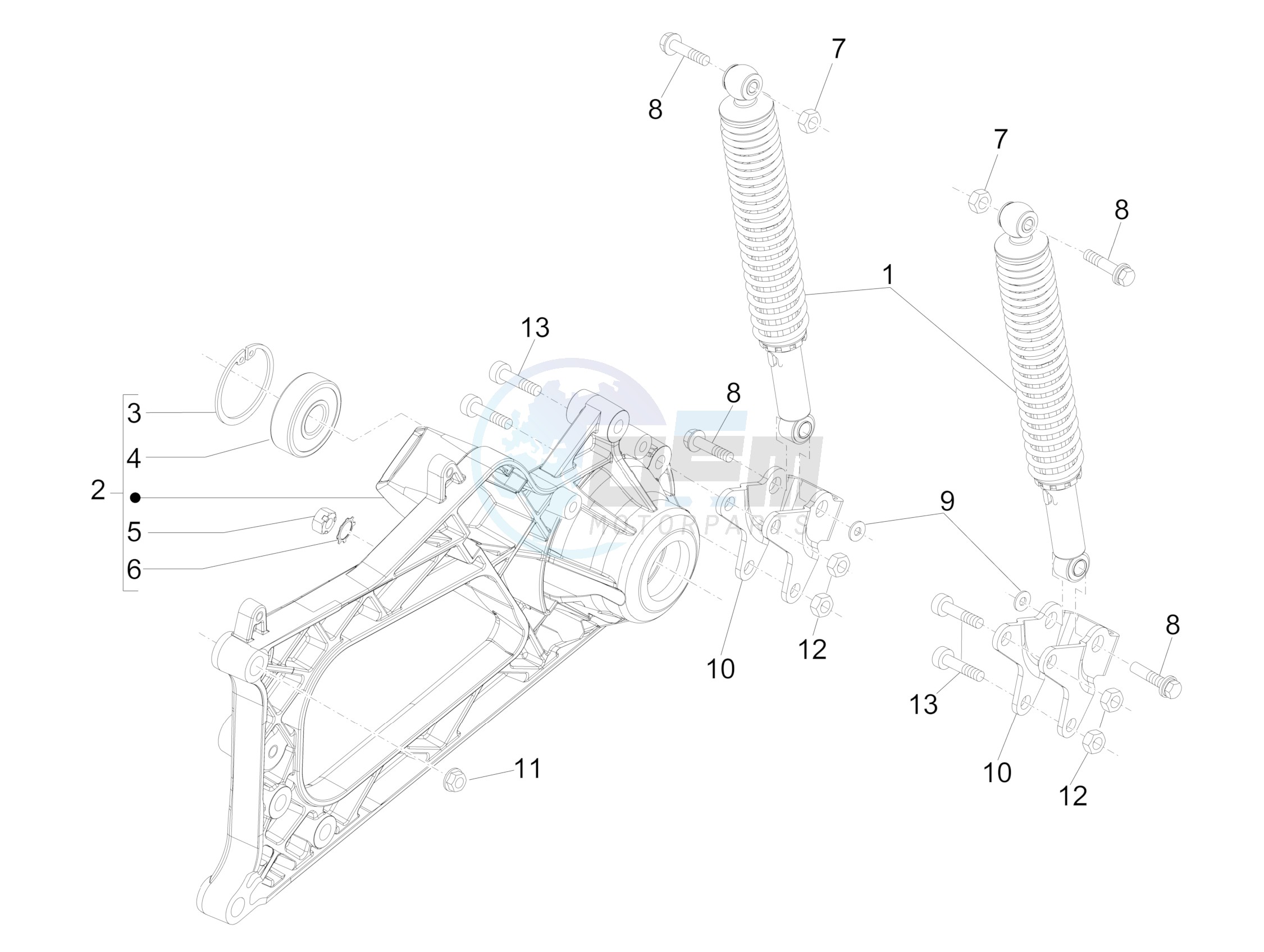 Rear suspension - Shock absorber/s blueprint