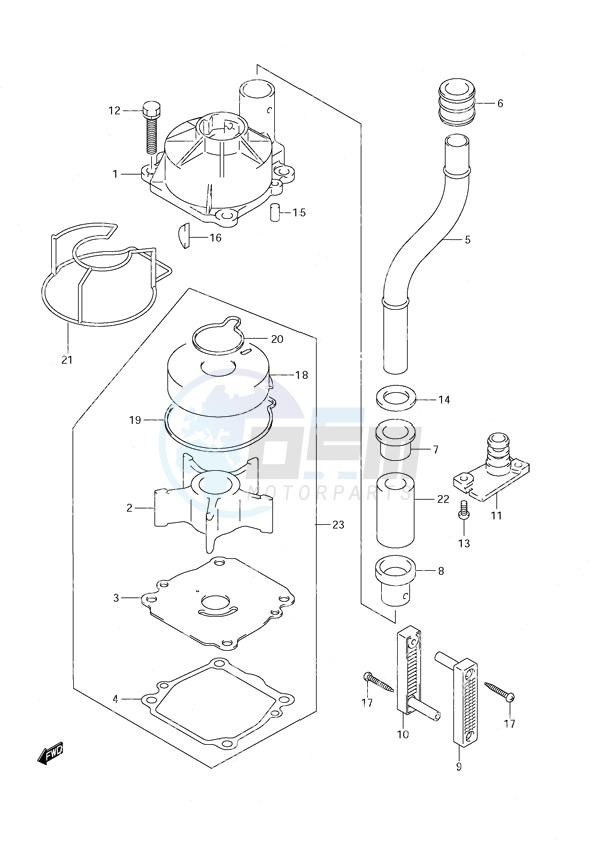 OEM Water Pump DF 140T (S/N 682149 & Newer) DF 140Z (S/N 680234 