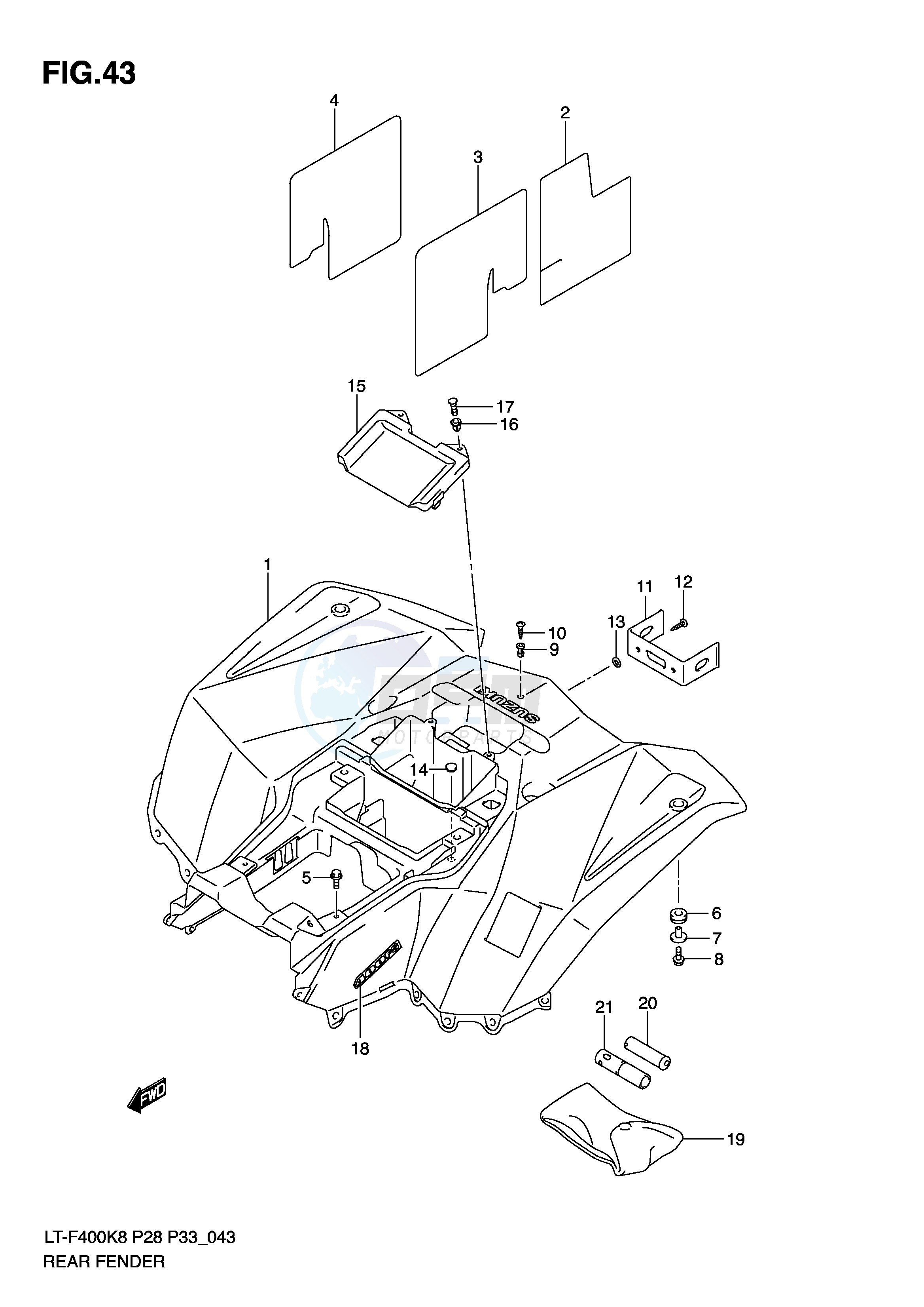 REAR FENDER (MODEL K8 K9) blueprint