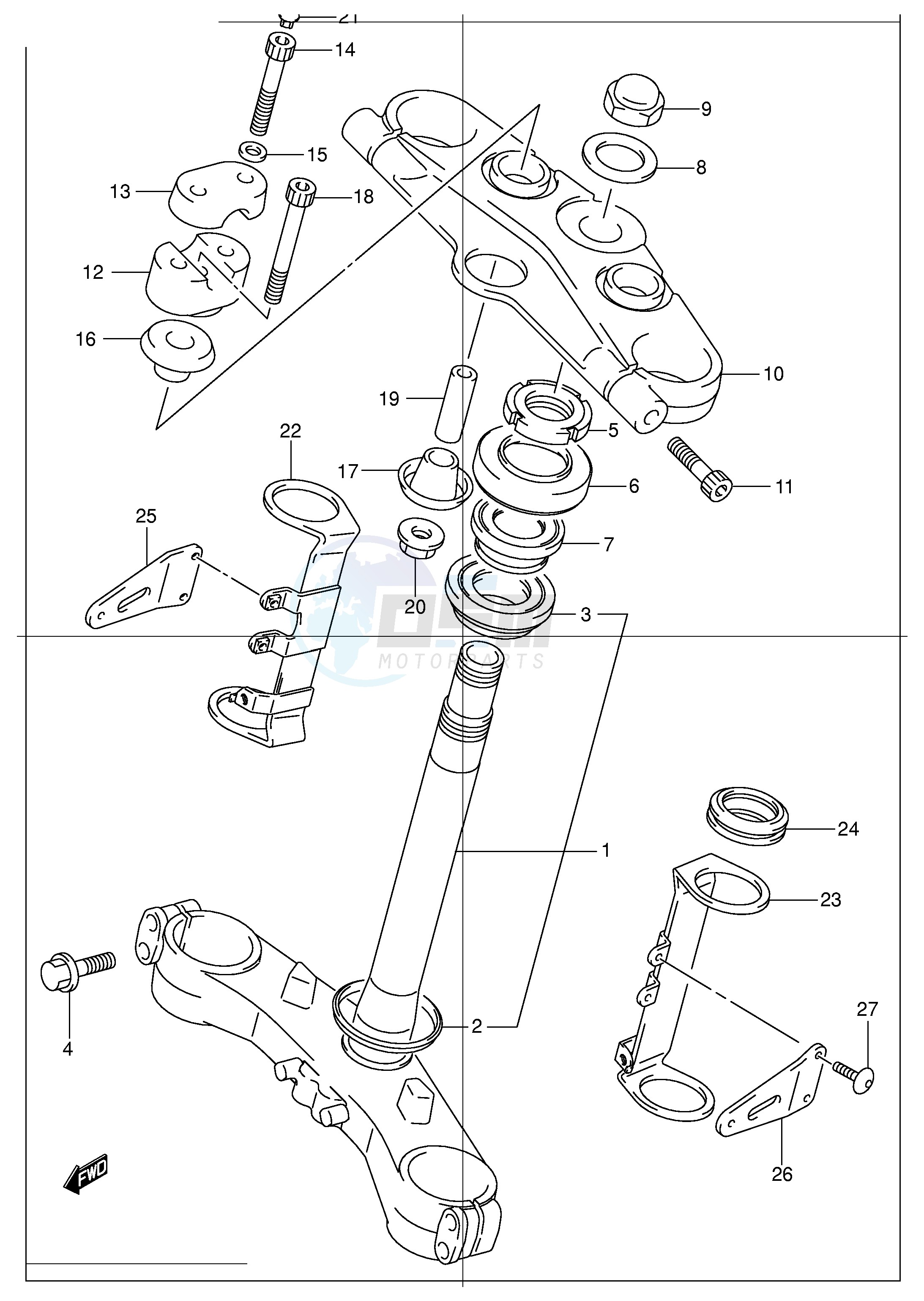 STEERING STEM (GSF1200K1 K2 K3 K4 ZK4 K5 ZK5) image