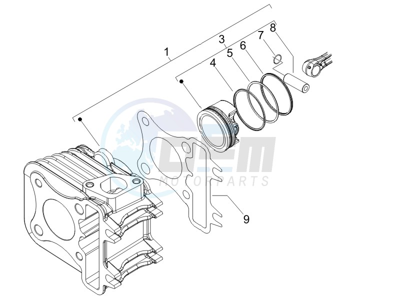 Cylinder-piston-wrist pin unit image