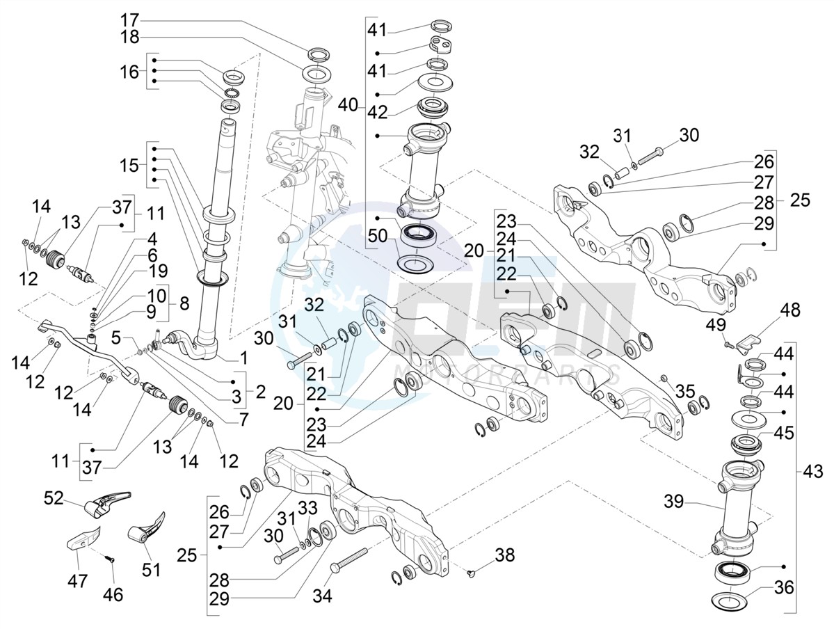 Fork/steering tube - Steering bearing unit blueprint