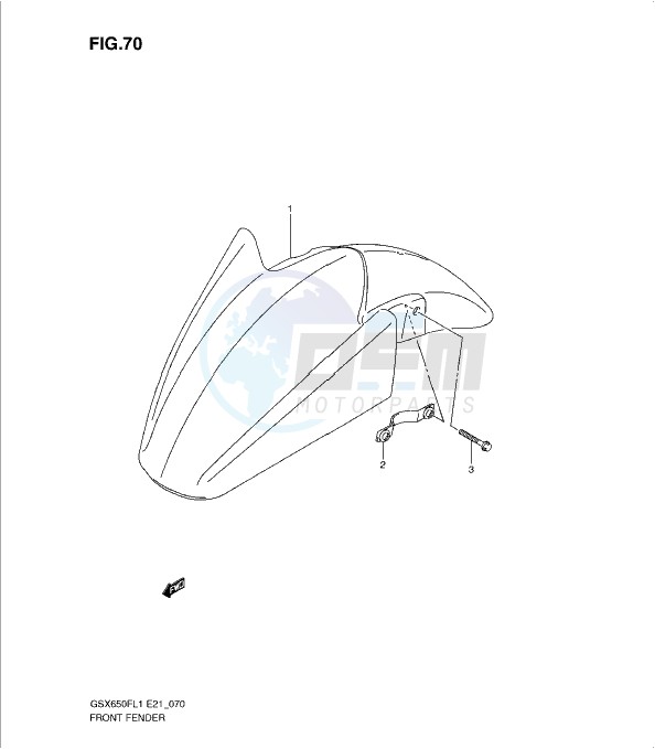 FRONT FENDER (GSX650FL1 E21) blueprint