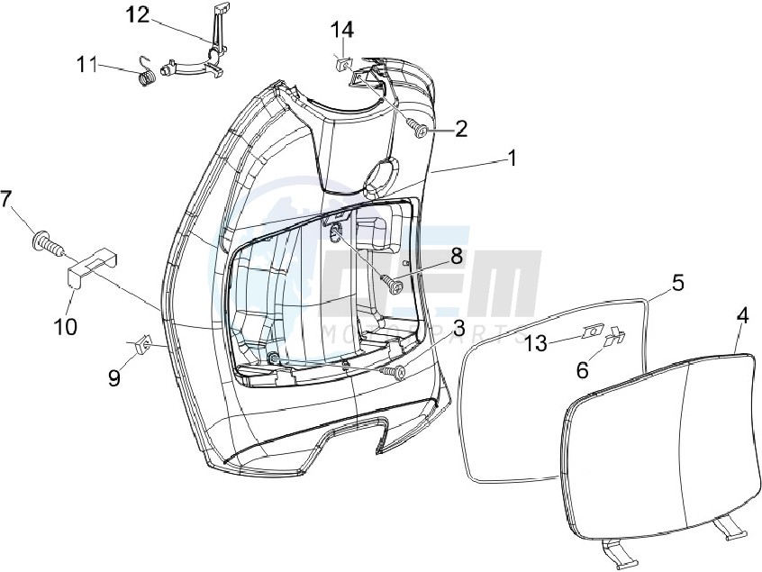 Front glovebox - Knee-guard panel blueprint