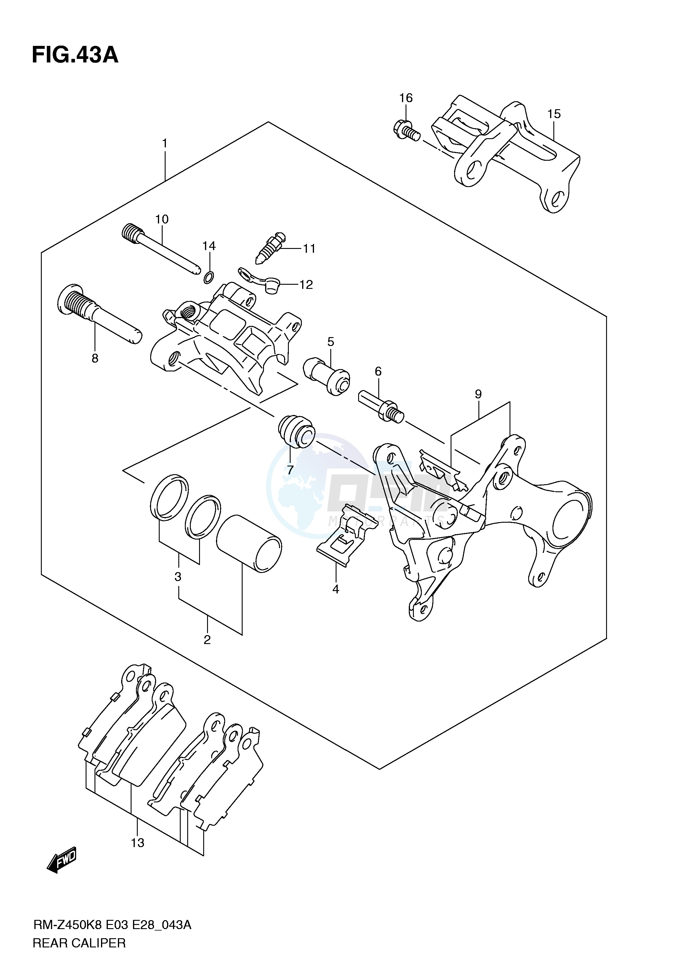 REAR CALIPER (RM-Z450L1) blueprint