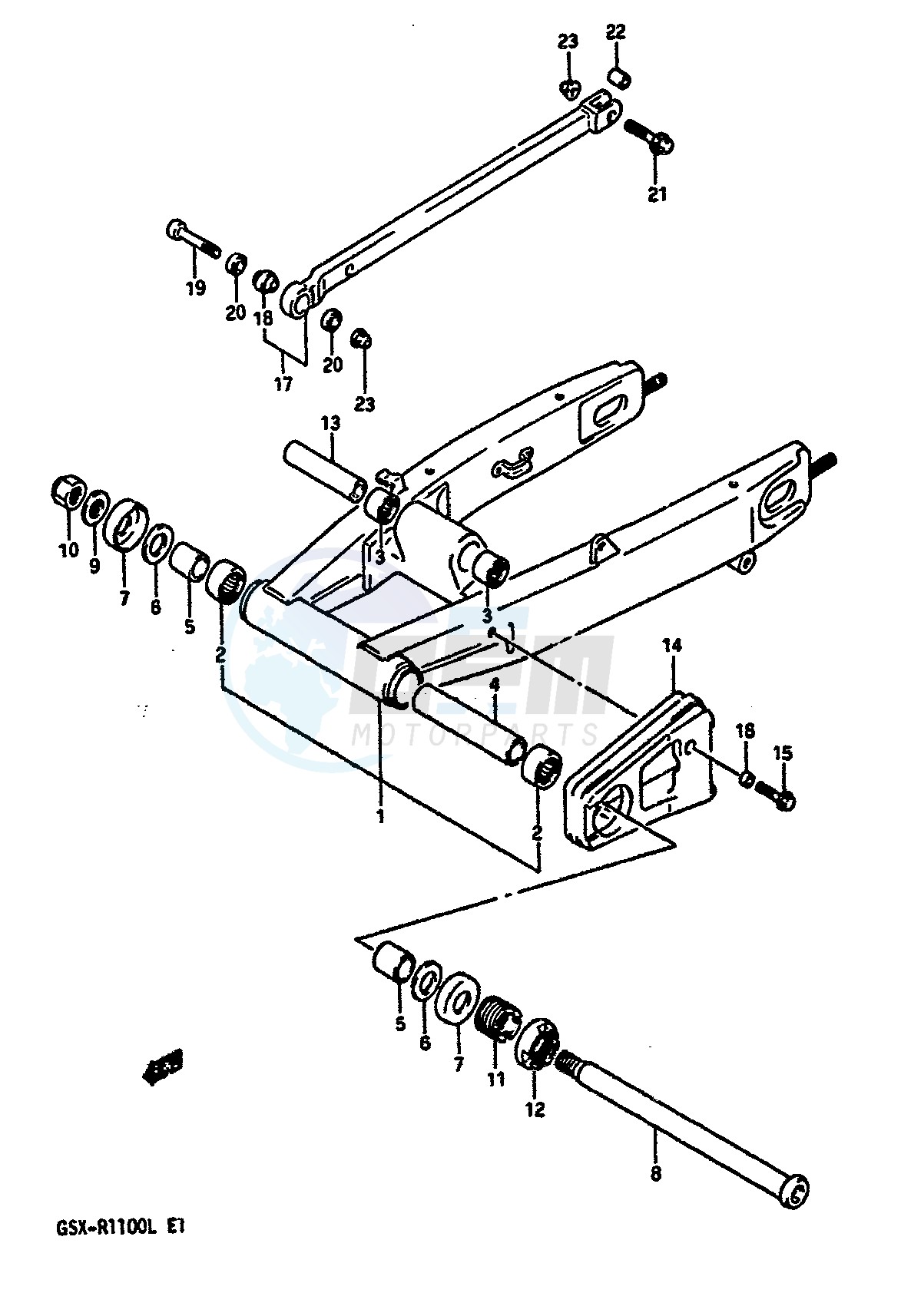 REAR SWINGING ARM (MODEL L) blueprint