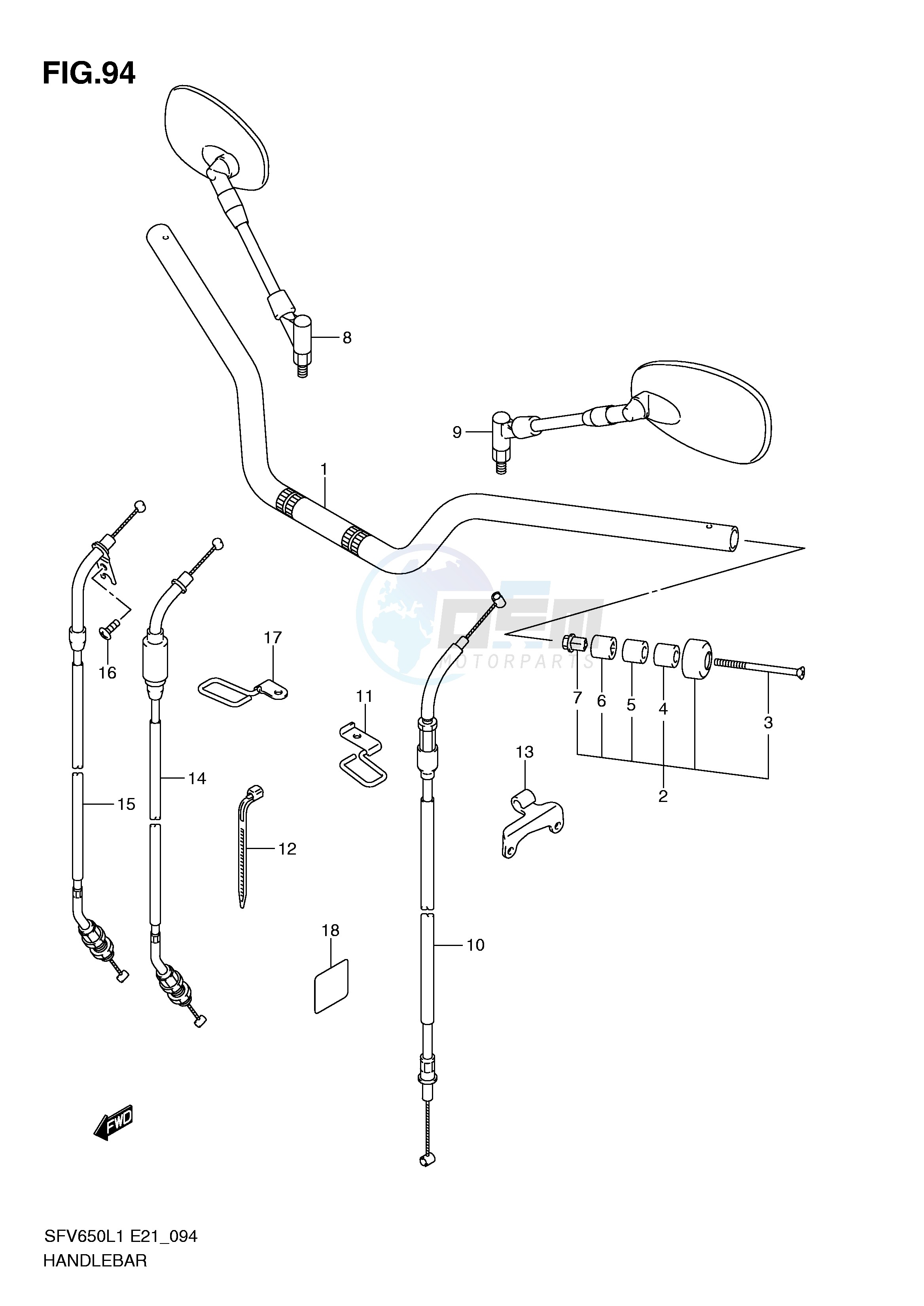 HANDLEBAR (SFV650UAL1 E21) blueprint