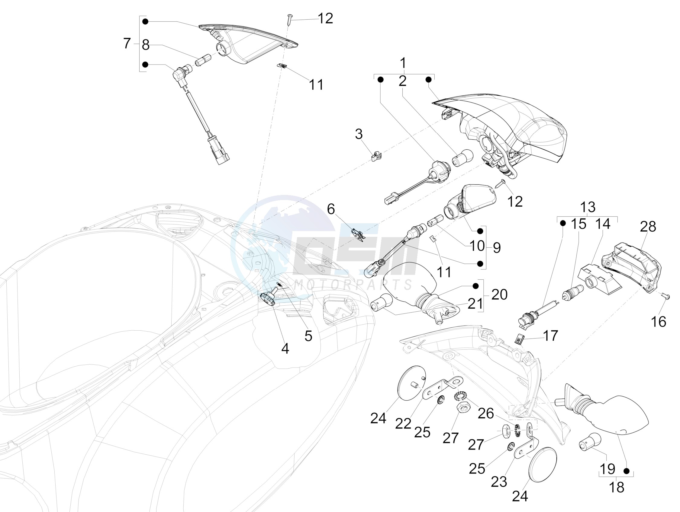 Rear headlamps - Turn signal lamps blueprint