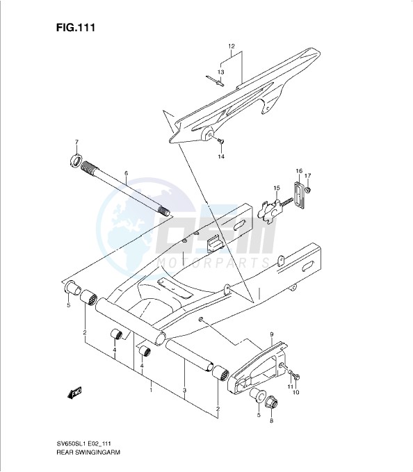 REAR SWINGING ARM (SV650SL1 E24) blueprint