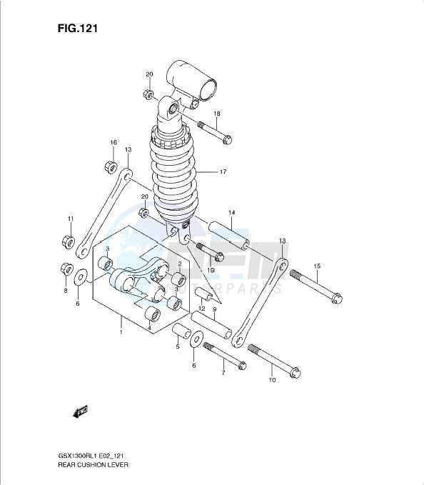 REAR CUSHION LEVER (GSX1300RL1 E19) blueprint