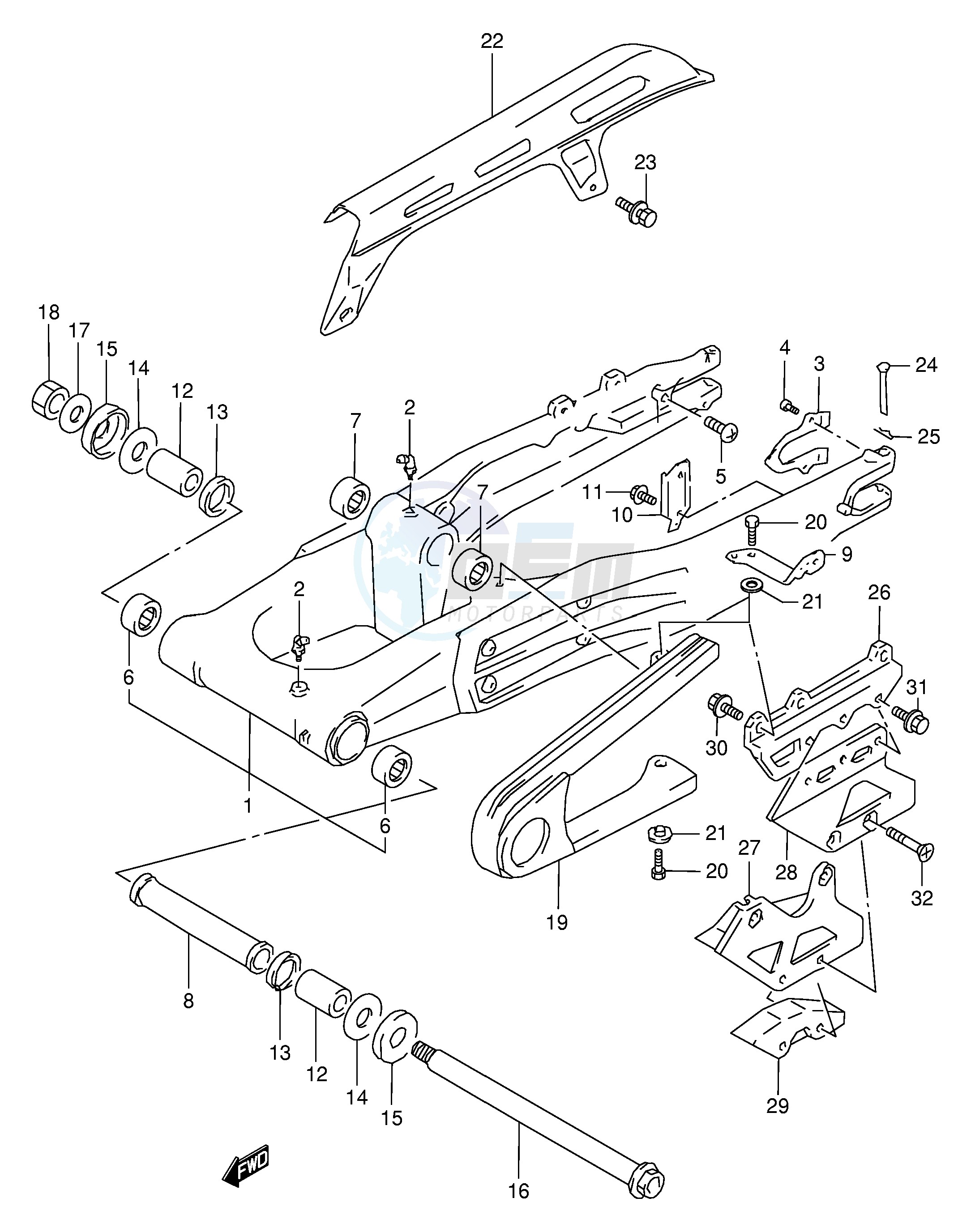 REAR SWINGING ARM (E24) blueprint