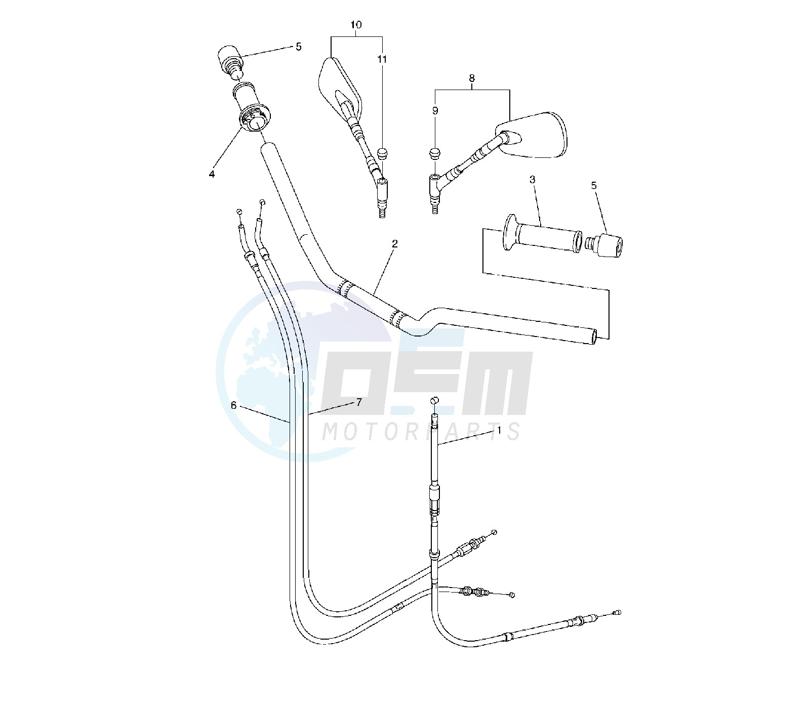 STEERING HANDLE AND CABLE blueprint