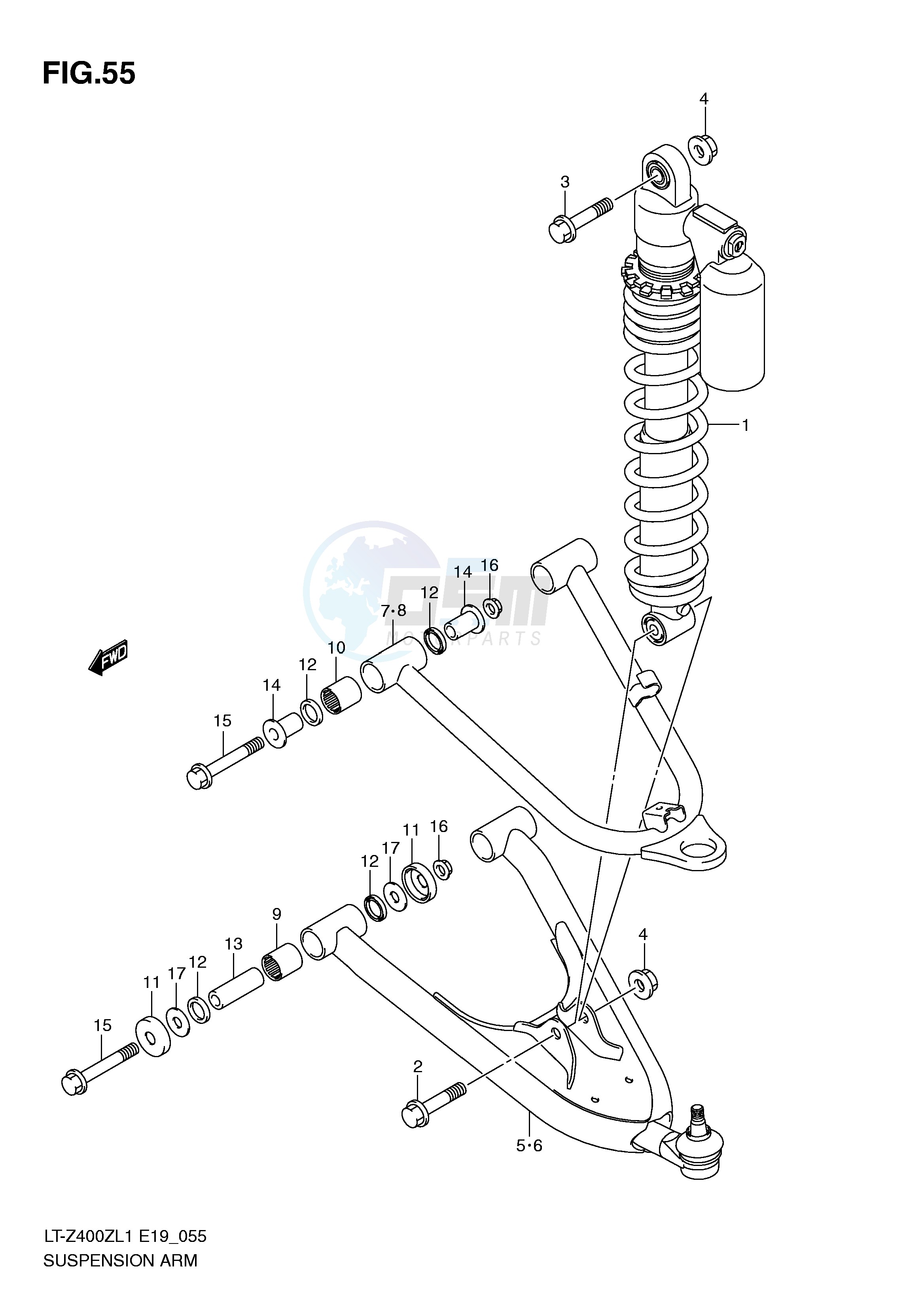 SUSPENSION ARM (LT-Z400ZL1 E19) blueprint