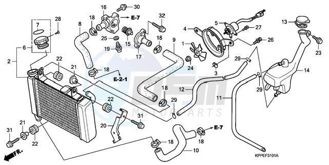 RADIATOR (CBR125RW7/RW9/RWA) blueprint