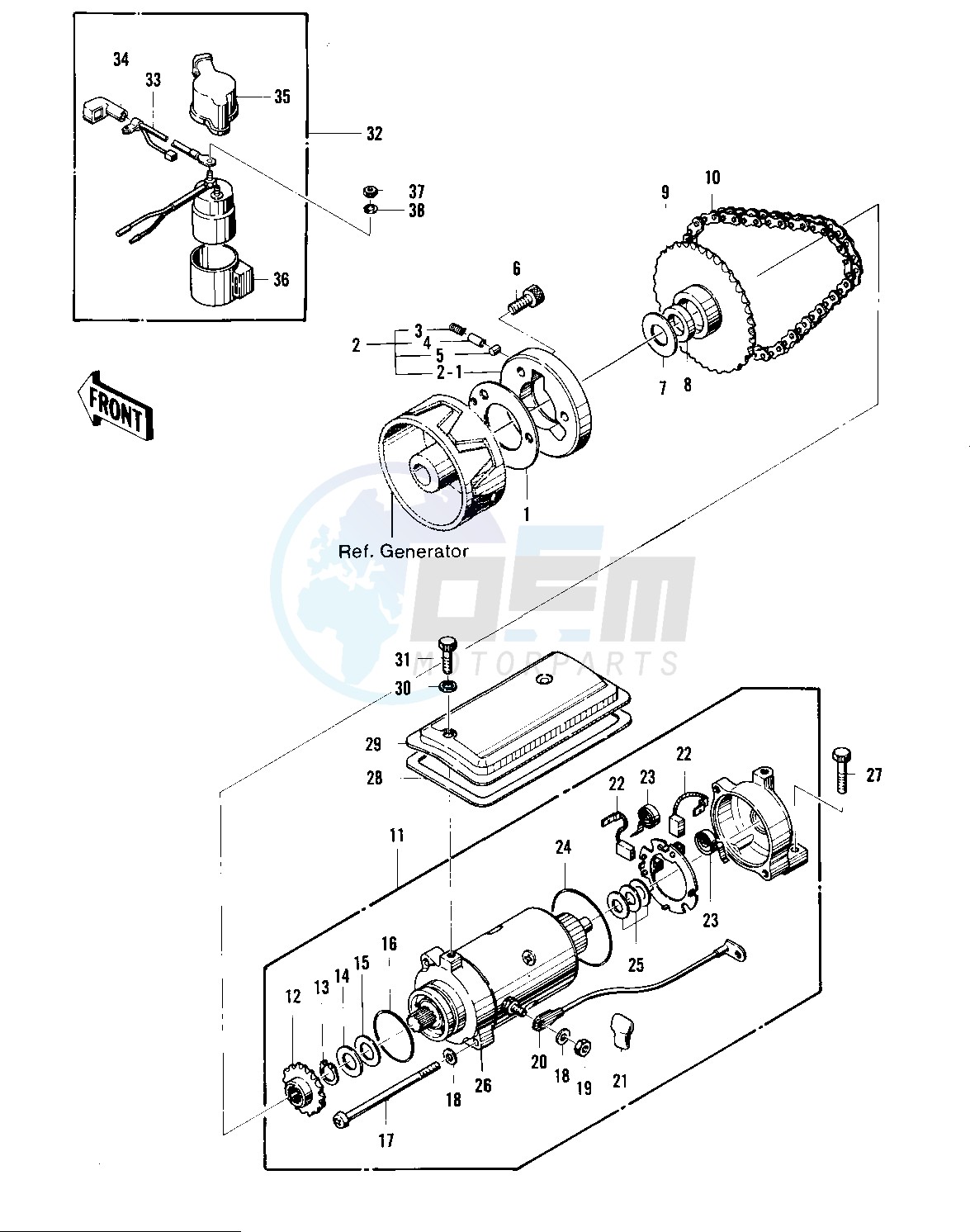 STARTER MOTOR_STARTER CLUTCH -- 74 -75 KZ400_KZ400D- - blueprint