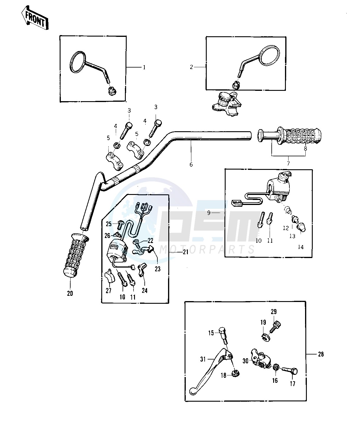 HANDLEBAR -- 76 -77 KZ400 - D3_D4- - blueprint