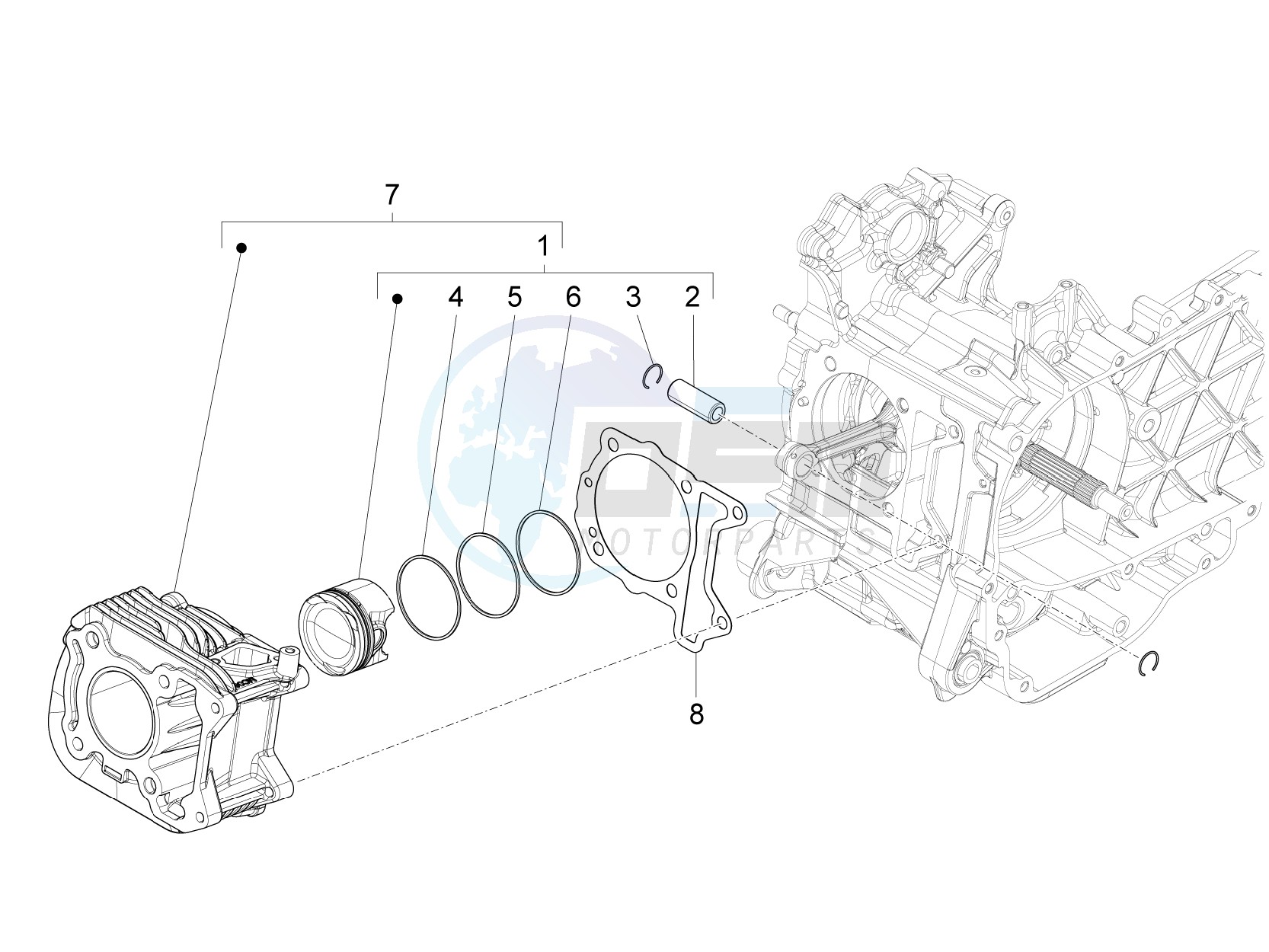 Cylinder-piston-wrist pin unit image