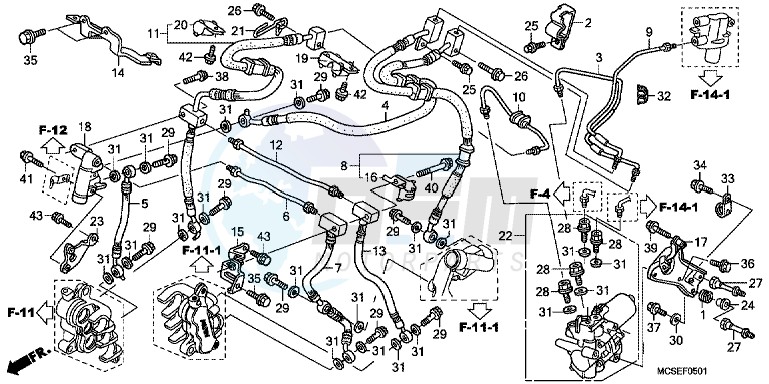 FRONT BRAKE HOSE (ST1300A) blueprint