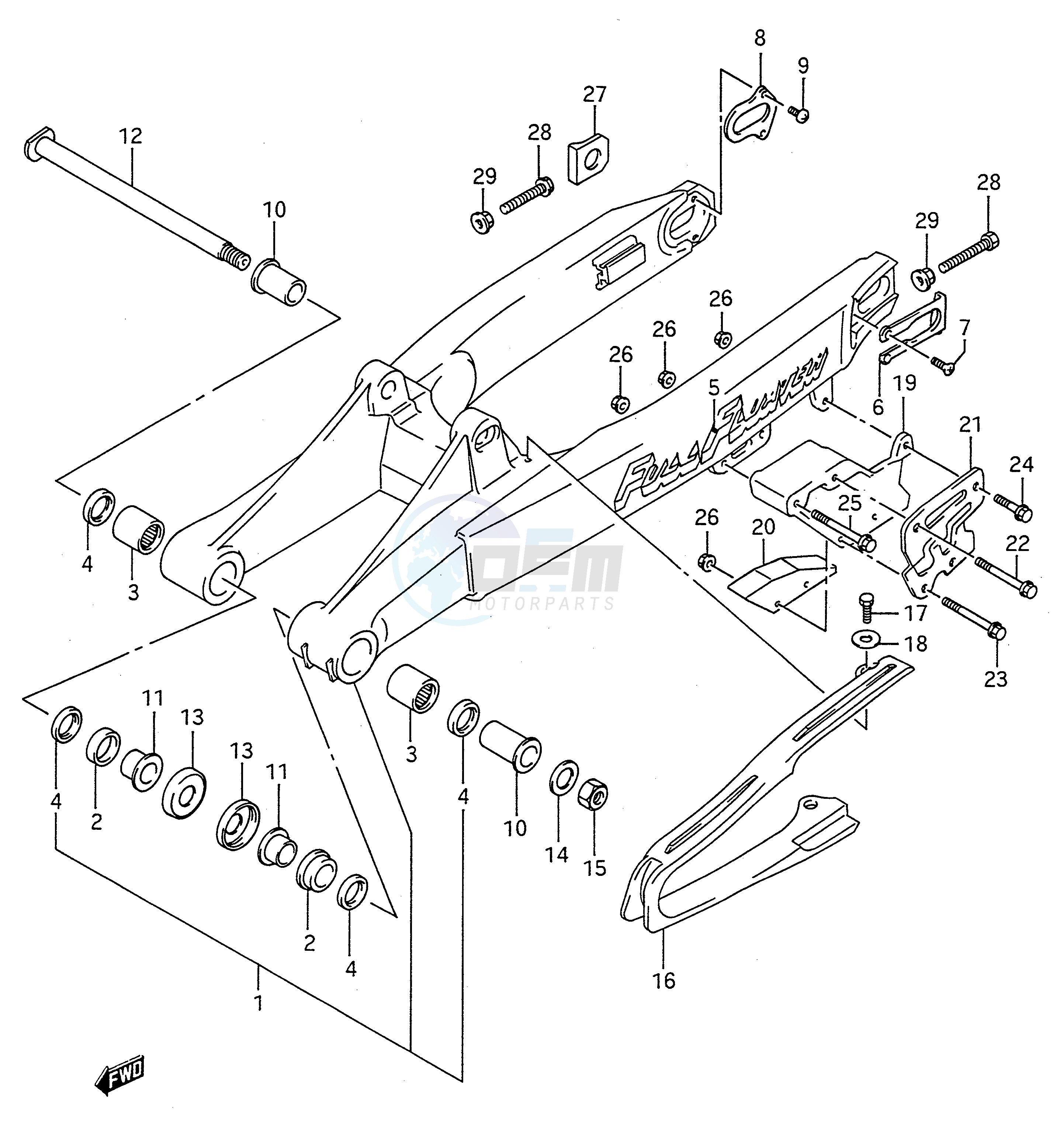 REAR SWINGING ARM (MODEL K) blueprint