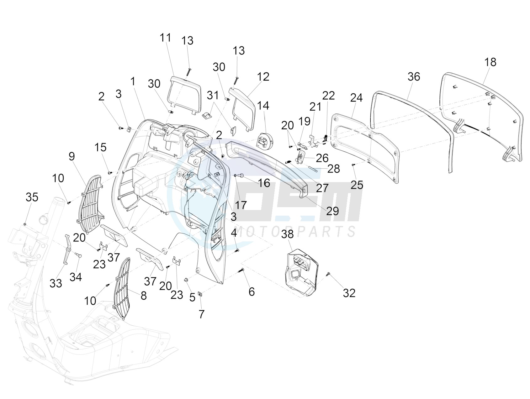 Front glove-box - Knee-guard panel image