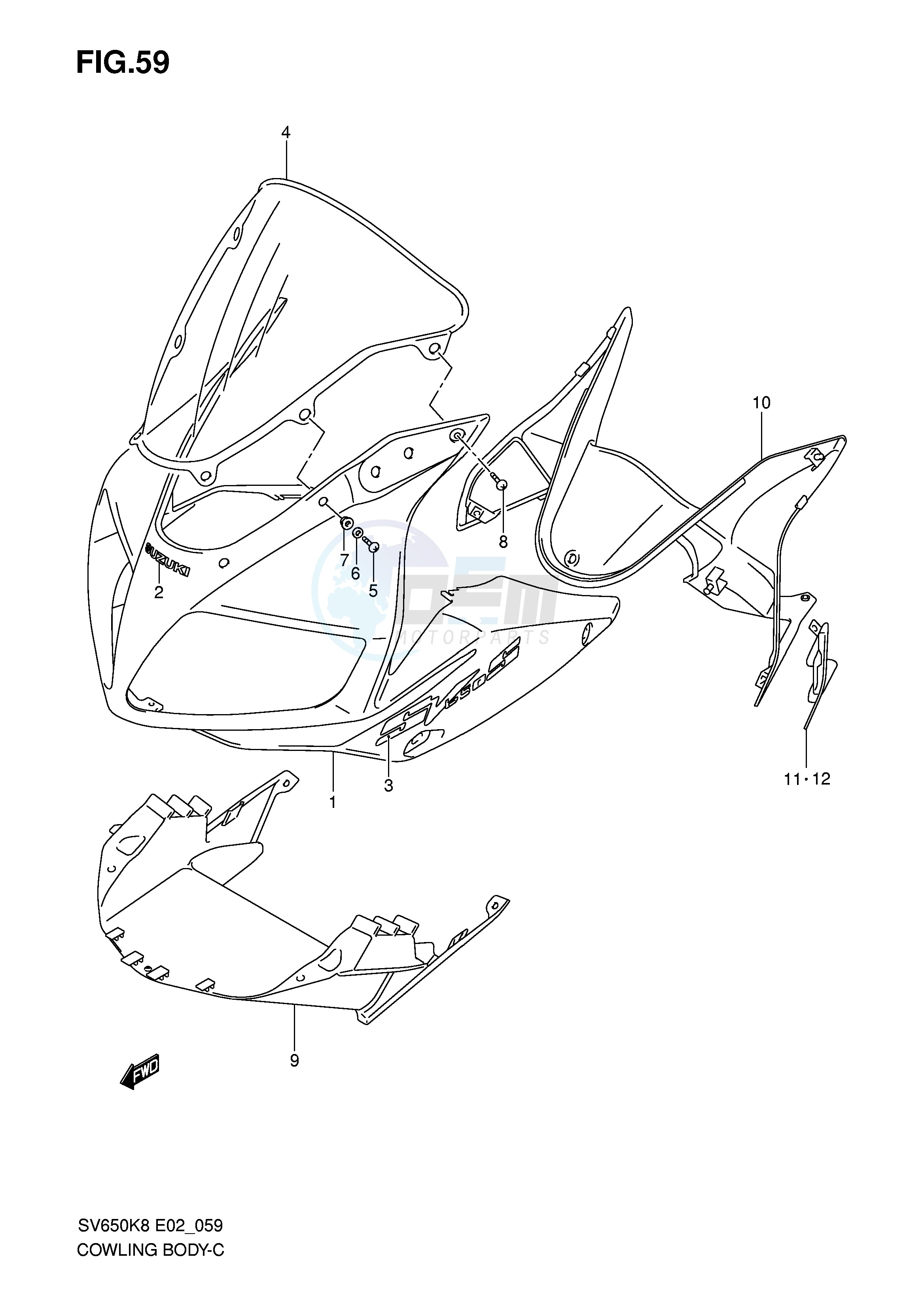 COWLING BODY (MODEL K8 WITH COWLING) blueprint