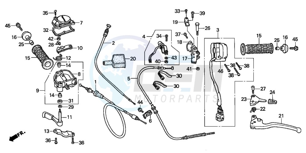HANDLE LEVER/SWITCH/CABLE (TRX500FA1/2/3/4) blueprint