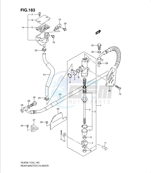 REAR MASTER CYLINDER (DL650UEL1 E19) blueprint