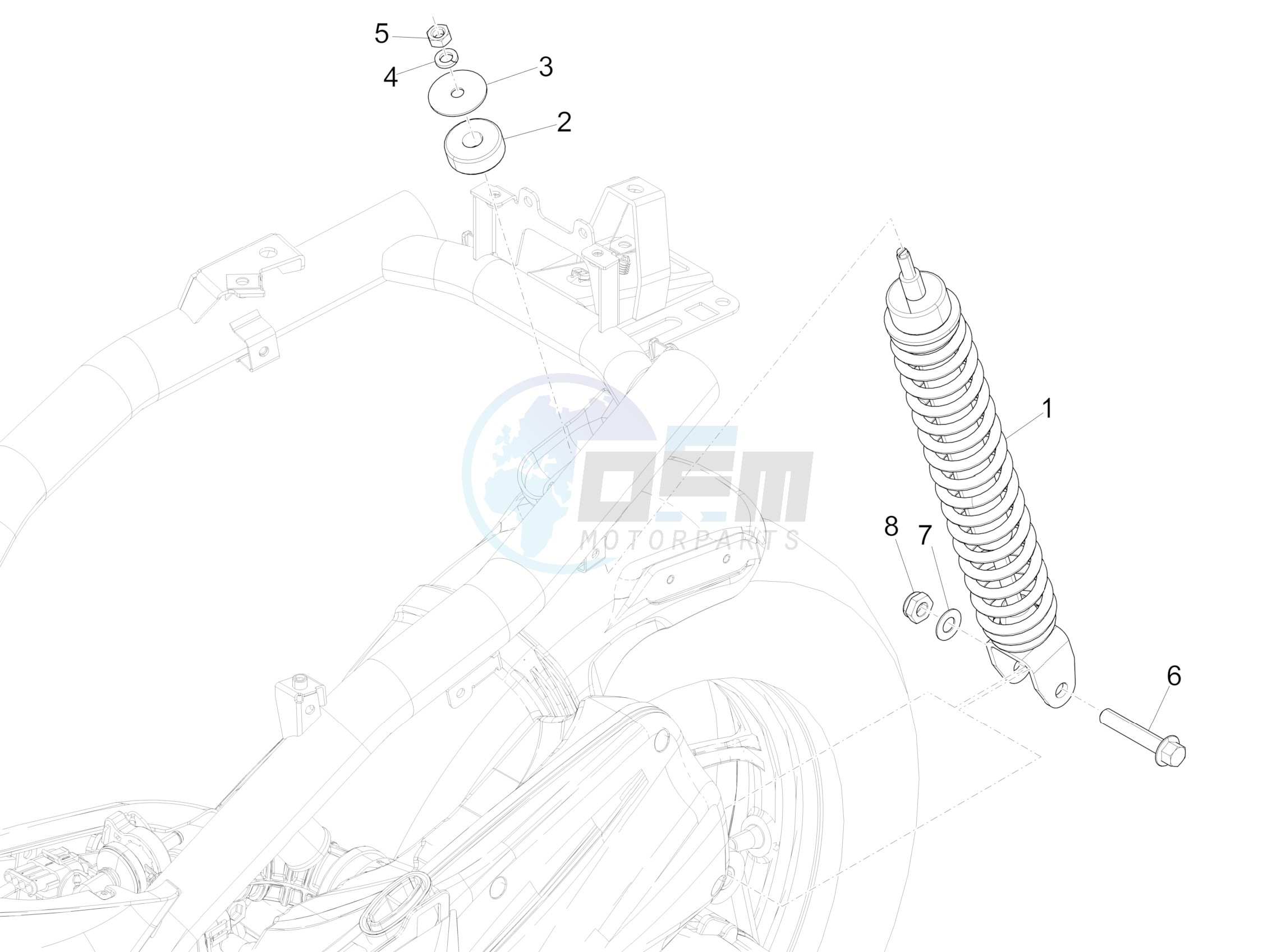 Rear suspension - Shock absorber/s blueprint