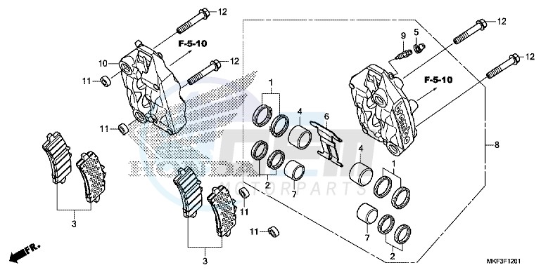 FRONT BRAKE CALIPER (CBR1000S1/ S2) blueprint
