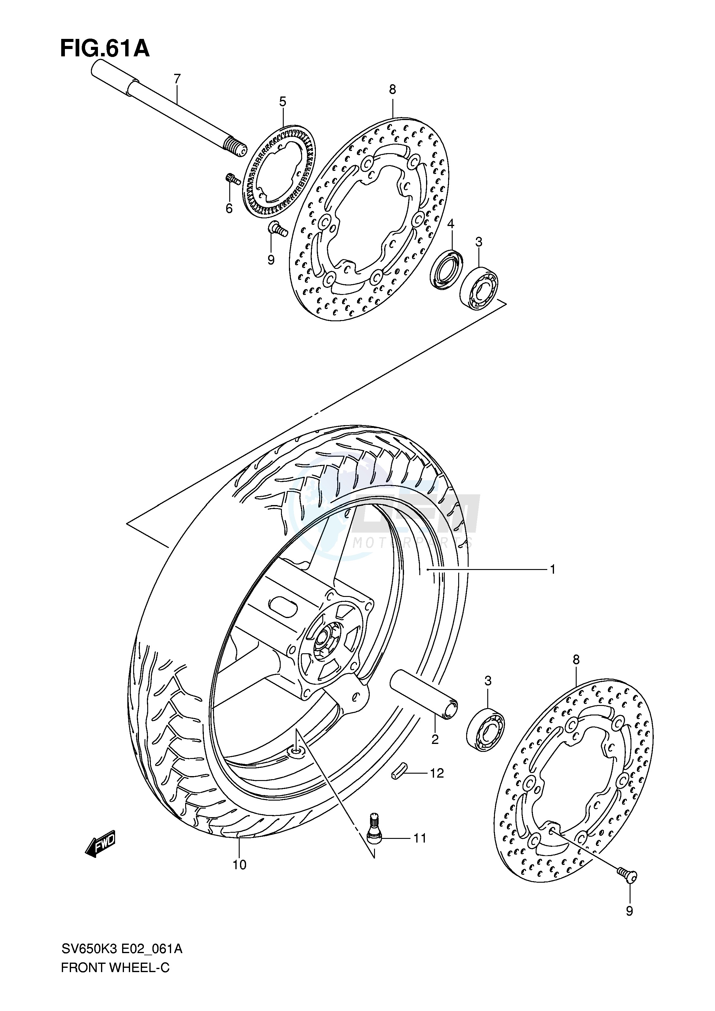 FRONT WHEEL (SV650AK7 UAK7 SAK7 SUAK7) image