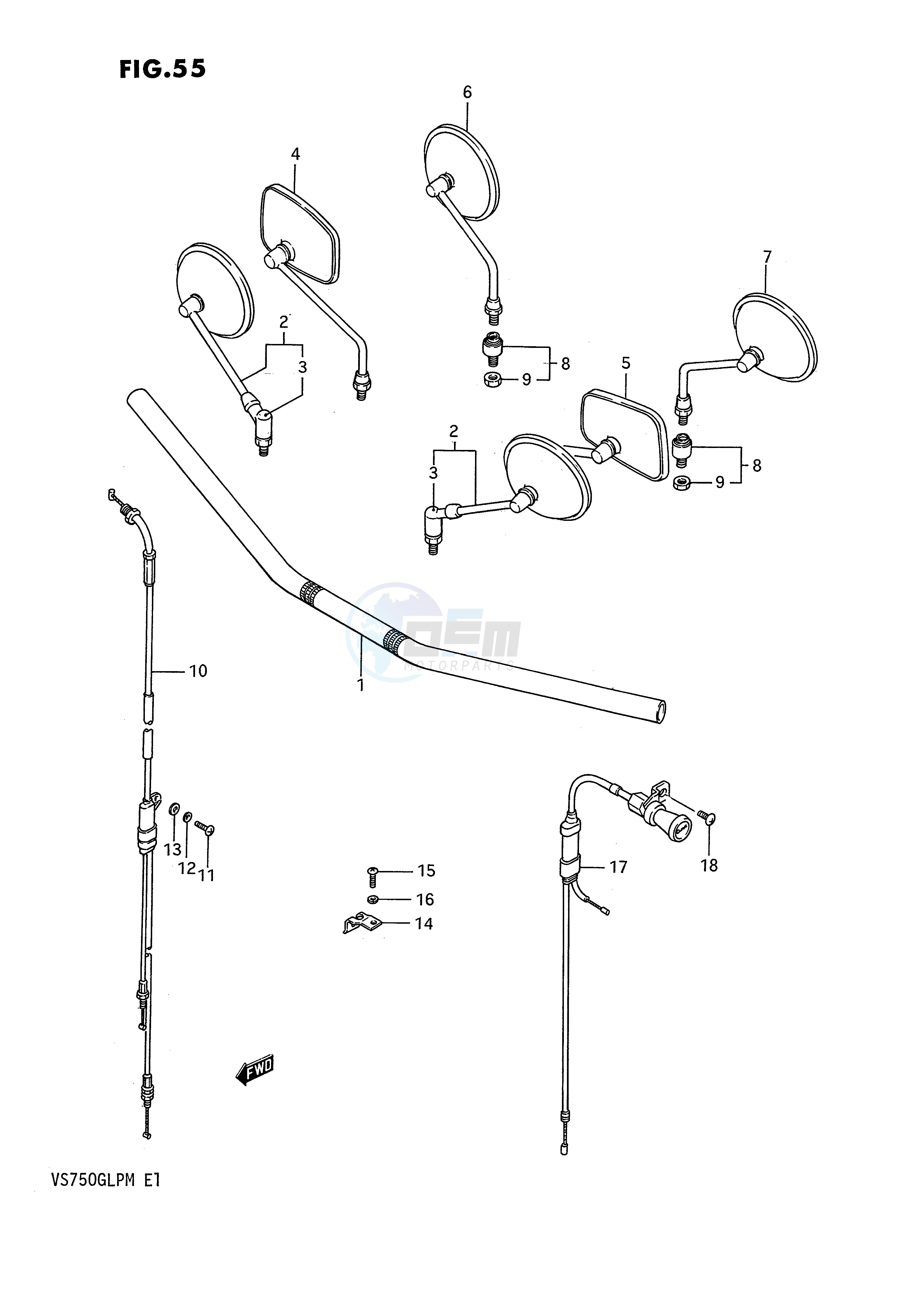 HANDLEBAR - CONTROL CABLE (VS750GLFG GLFH GLFJ GLFK GLFL GLFM) blueprint