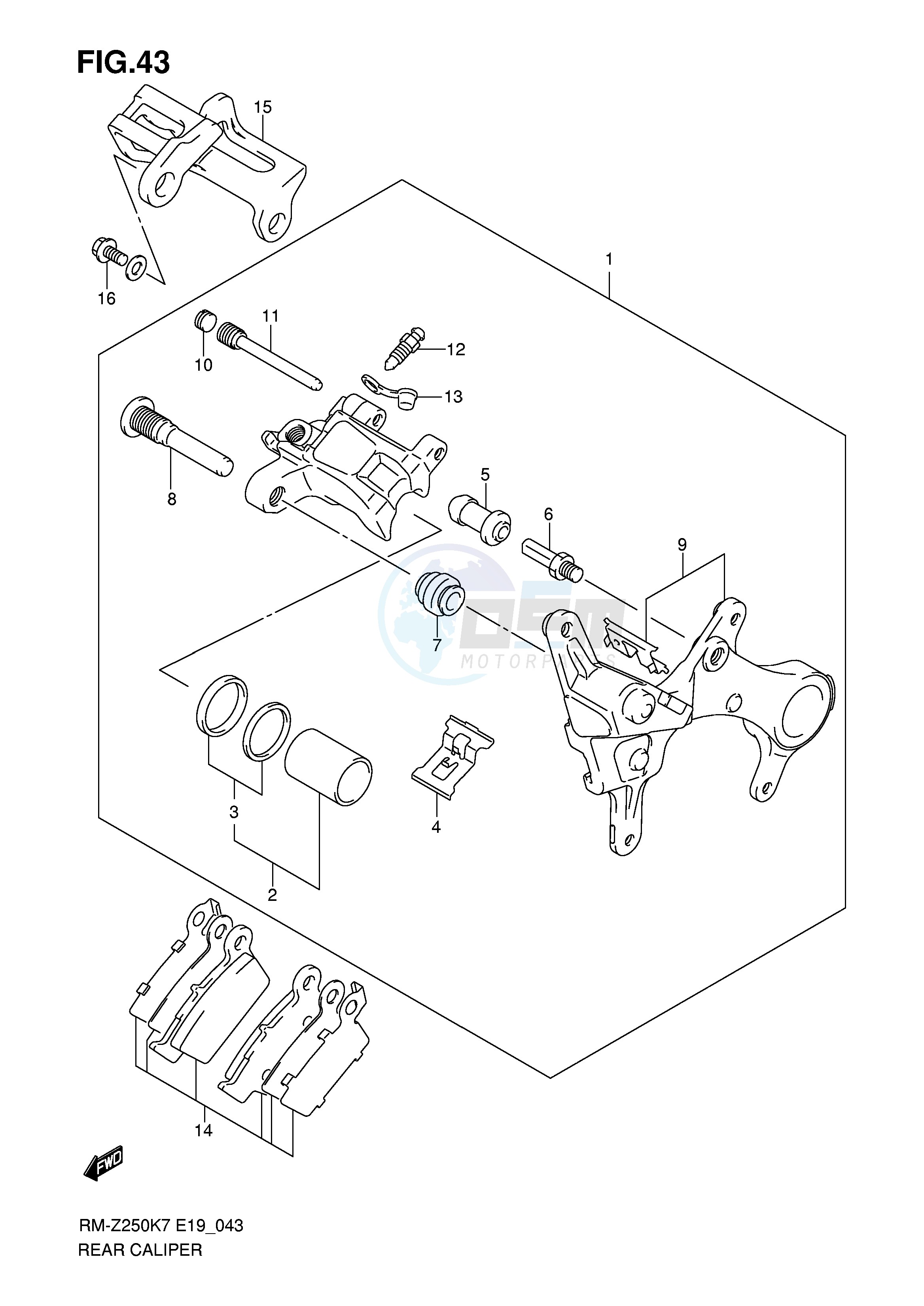 REAR CALIPER (MODEL K7) blueprint