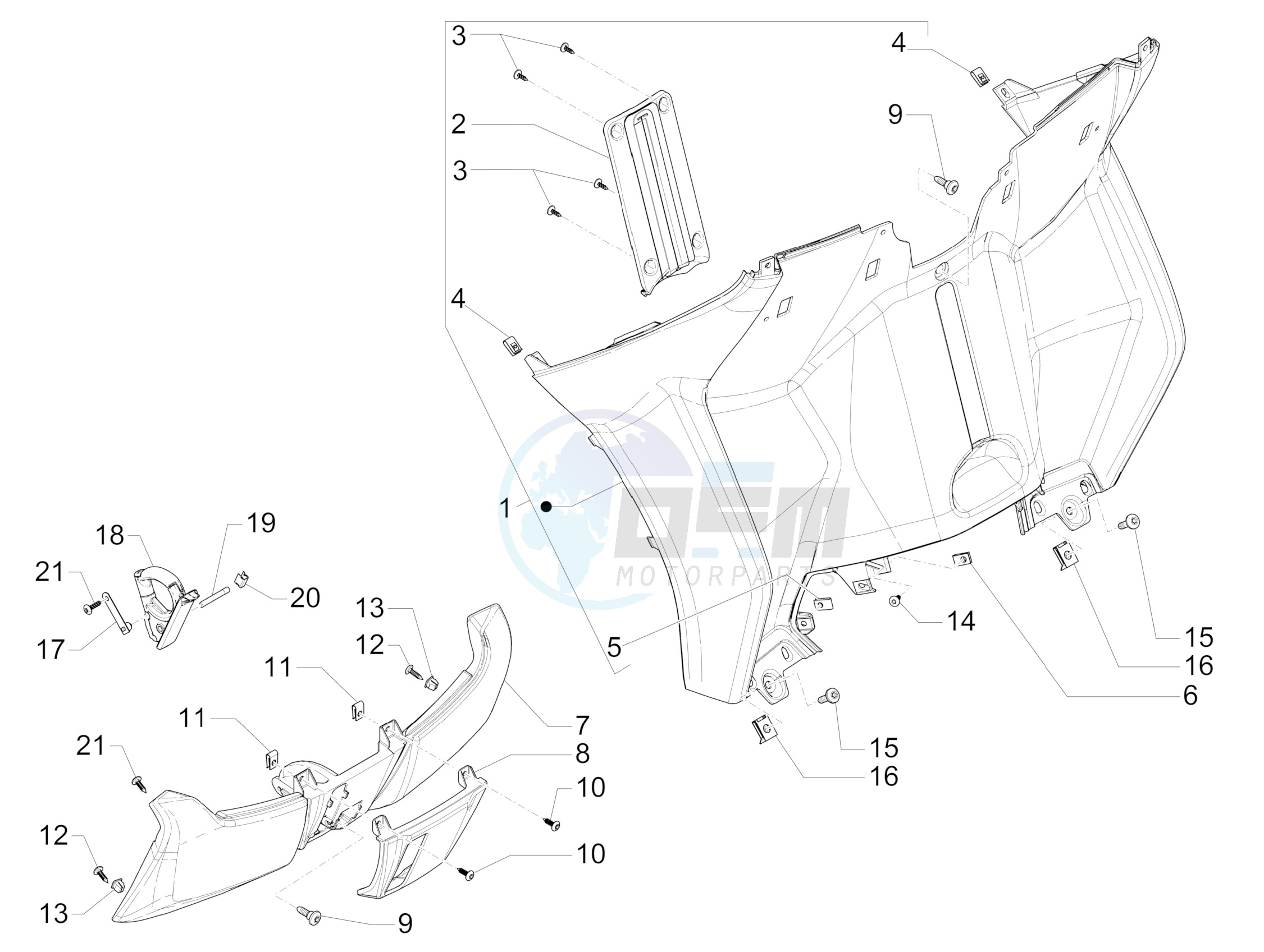 Front glove-box - Knee-guard panel image