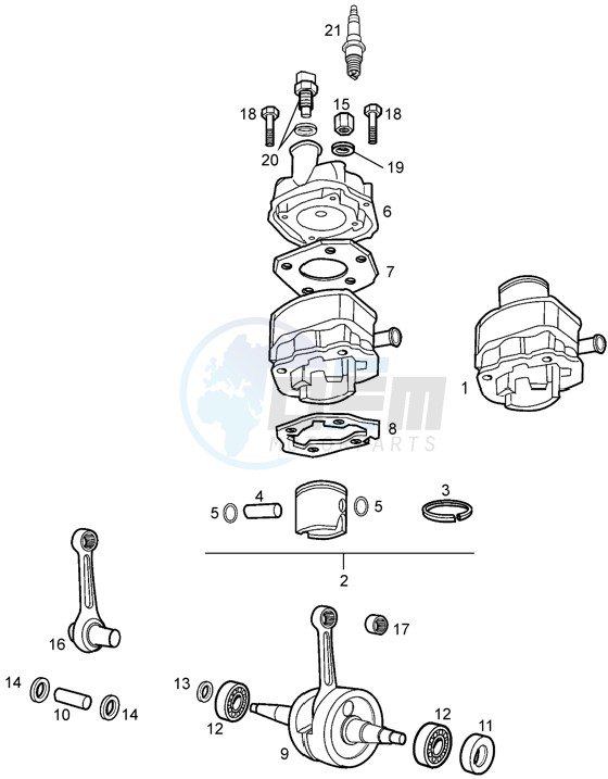Crankshaft assy-cylinder and piston blueprint