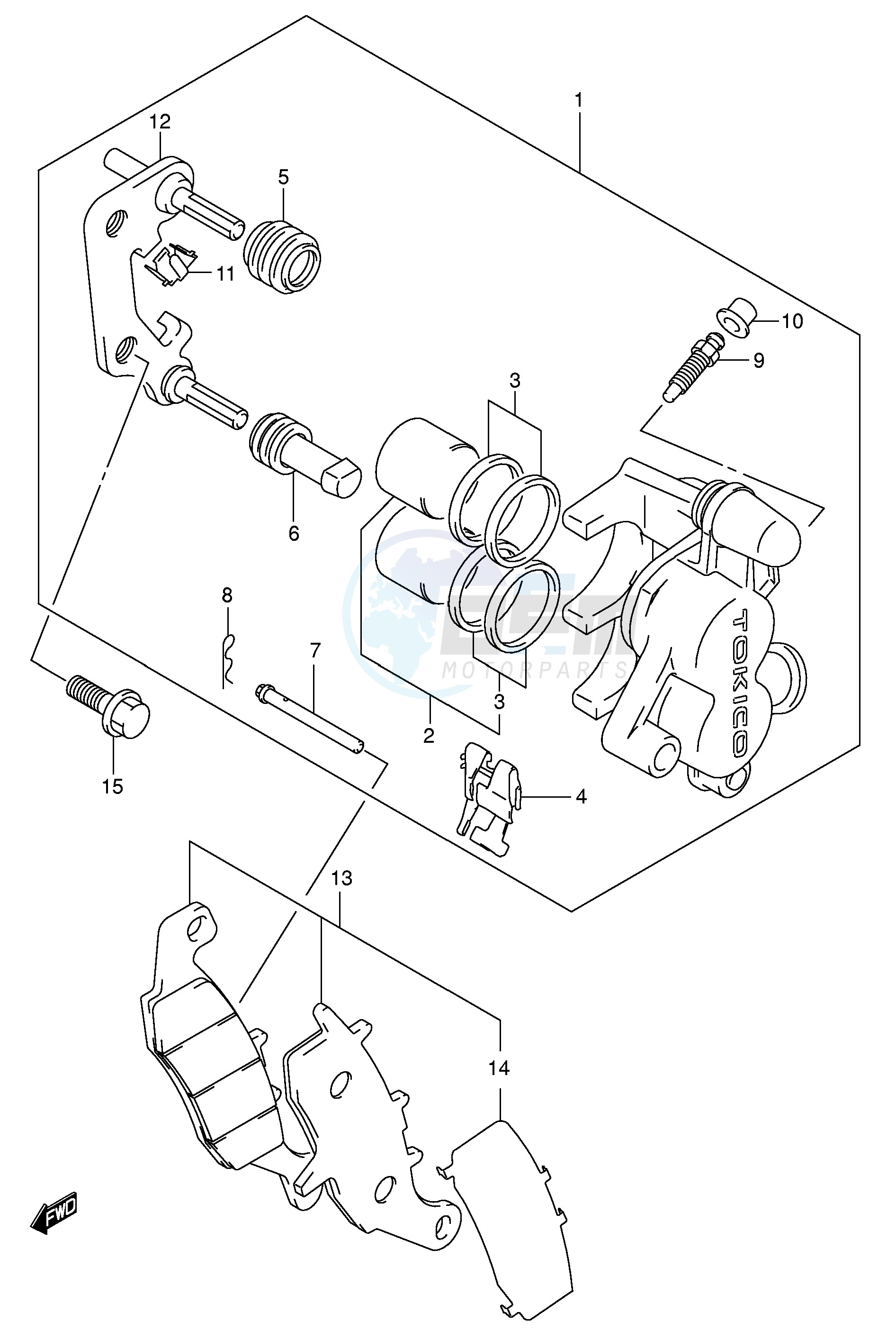 FRONT CALIPER (MODEL K5 K6) blueprint