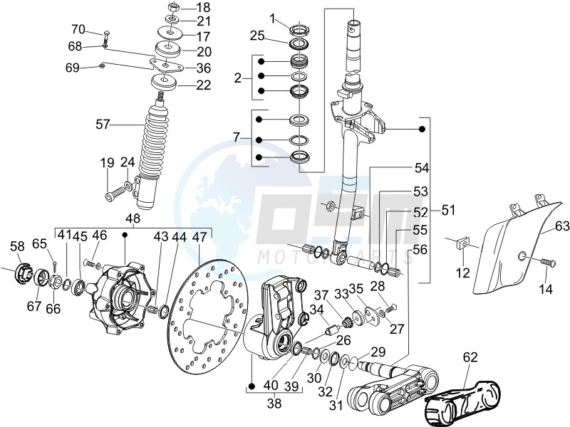Fork - steering tube - Steering bearing unit blueprint
